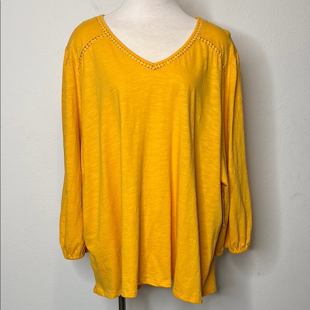 St. John's Bay size 3X Yellow 3/4 Sleeve Relaxed Tunic
